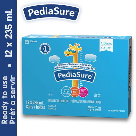 PediaSure®, préparation pour régime liquide, vanille, 12/caisse, 2820 mL 12 x 235 mL (emballage de 12)