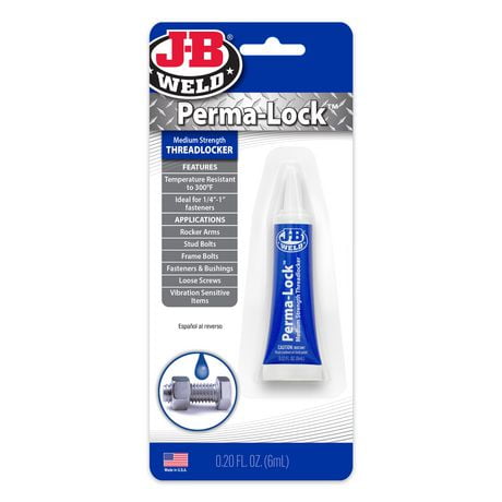 J-B Weld PermaLock Medium Threadlocker Blue 6 mL, Medium strength threadlocker