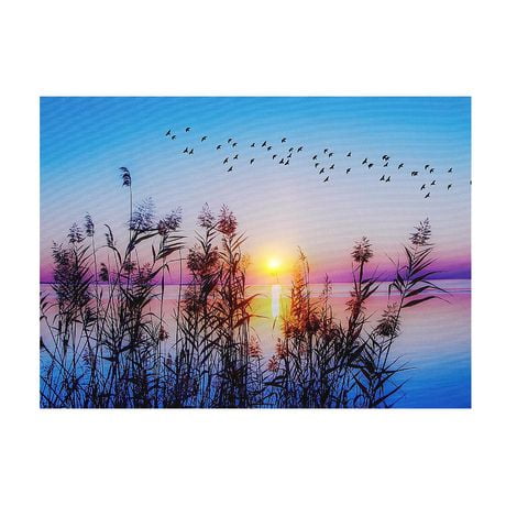 IH Casa Decor Led Canvas Wall Art Sunset Over Water 16 X 12