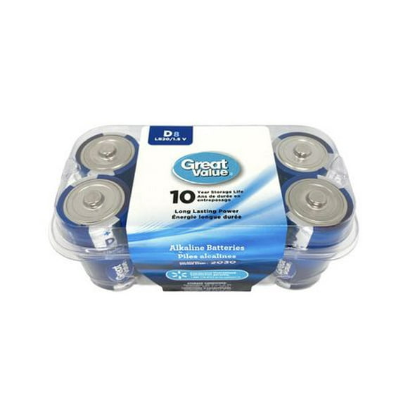 Great Value D Alkaline Battery 2 Pack, Pack of 2 batteries