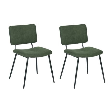 Homycasa Lot de 2 chaises de salle à manger avec dossier carré sans accoudoirs et pieds en métal pour cuisine, salle à manger