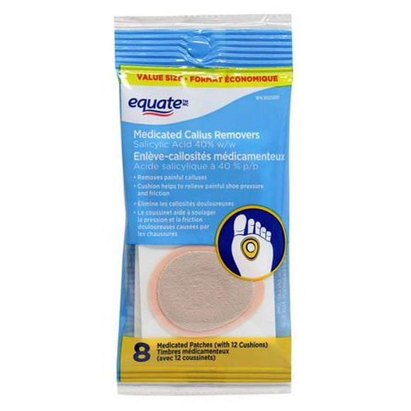 Equate Medicated Callus Removers - Value Size, 8 Medicated Patches, 12 Cushions
