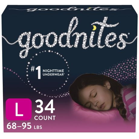 Sous-vêtements de nuit GoodNites contre l'énurésie nocturne, Emballage Giga TP, P/M, G, TG | 44-28 Unites