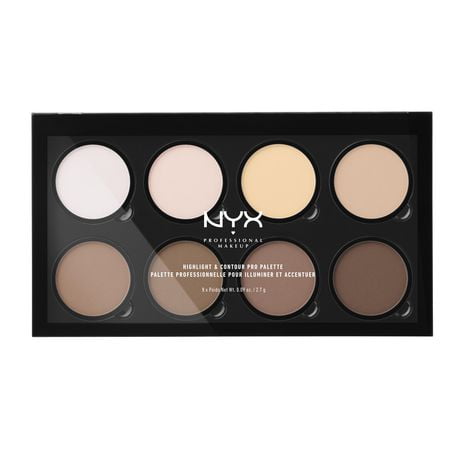 NYX Professional Makeup Highlight & Contour Pro palette, Makeup Palette 8 shades x 2.7g, contour palette