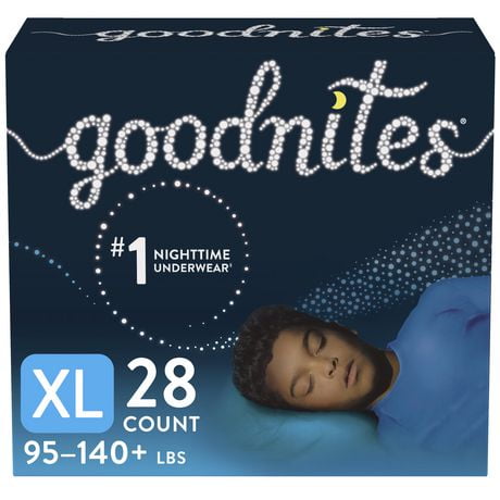 Sous-vêtements de nuit contre l’énurésie nocturne Goodnites pour garçons, Emballage Giga TP, P/M, G, TG | 44-28 Unites