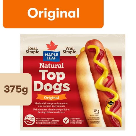 Maple Leaf Natural Top Dogs Original Hot Dogs, 375 g