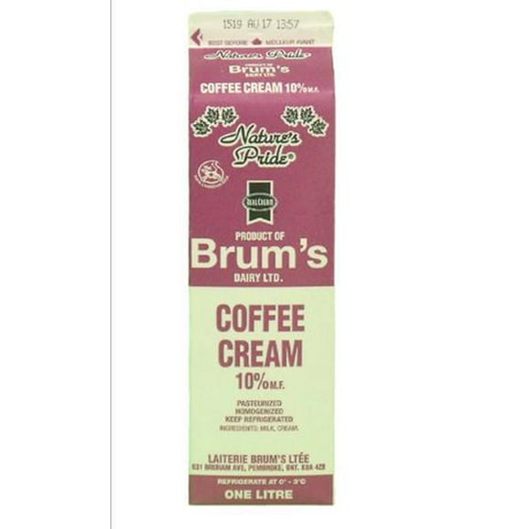 Crème à café à 10 % M.G. de Brum's Carton d'1 l