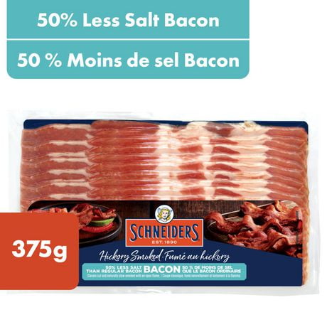 Bacon 50 % moins de sel fumé au bois de hickory Schneiders 375g