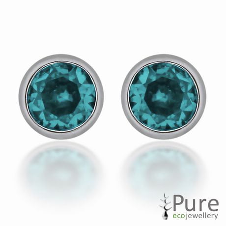 Orecchini A Perno In Argento Sterling Con Cubic Zirconia Azzurra 3 Mm – Confezione Regalo - 2