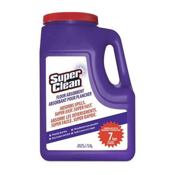 Super Clean Floor Absorbent, Ultra-absorbent, easy-to-pour.
