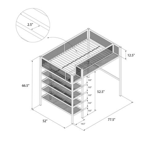 Mainstays Metal Storage Loft Bed With, Metal Loft Bed Manual