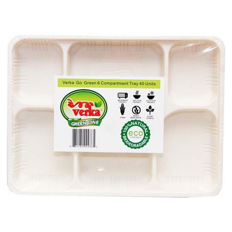 Verka Green Line 6 Compartment Tray, 40 pieces