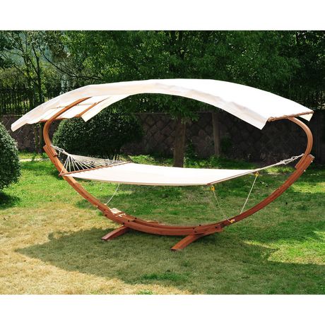 Outsunny 2 Person Wood Hammock Bed With, Wooden Hammock Stand With Canopy