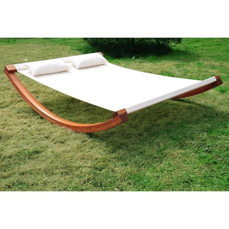 Outsunny Rocking Double Sun Lounger Hammock with Curved Wooden Stand