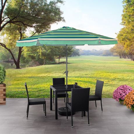 10ft Round Tilting Striped Patio Umbrella with Steel Frame