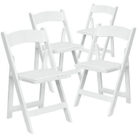 4 Pk HERCULES Series White Wood Folding Chair With Vinyl Padded Seat   6000204505738 