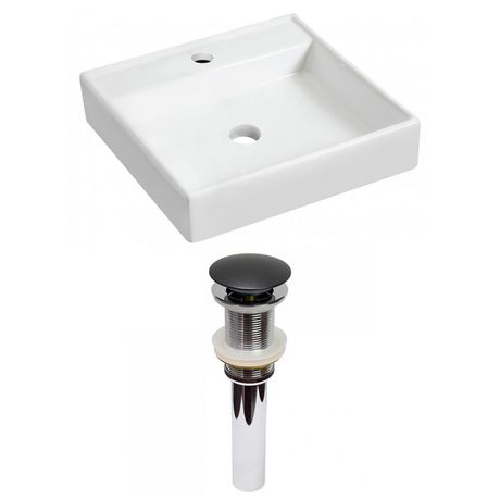 American Imaginations 17.5-in. W Wall Mount White Vessel Set for 1 Hole Right Faucet