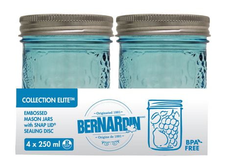 Bernardin Collection Elite 250 mL Embossed Mason Jars with SNAP LID ...