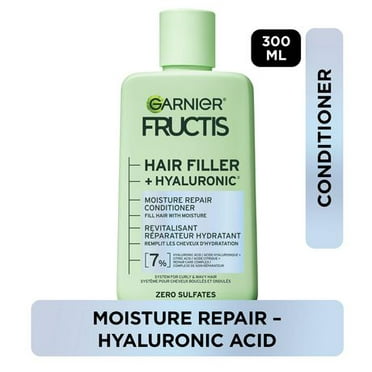 Garnier Fructis Hair Filler + Hyaluronic Acid Moisture Repair Sulfate-Free Conditioner, for Curly and Wavy Hair, up to 15X More Moisture & 100 Hours of Frizz Control, 300ml, Fill curly hair with moisture