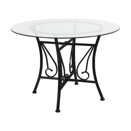 Princeton 42'' Round Glass Dining Table with Black Metal Frame ...