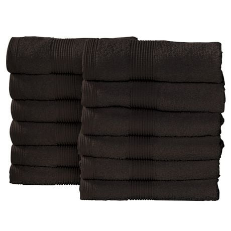 Fabstyles Lot de 12 serviettes pour le visage de qualité supérieure, gant de toilette doux et absorbant pour un usage quotidien, 35,6 x 35,6 cm, serviettes de luxe en coton