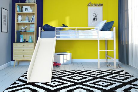 Dhp Kid S Twin Loft Slide Bed White, Toddler Loft Bed Slide