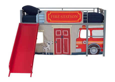 Dhp Curtain Set For Kid S Loft Bed, Fire Truck Bunk Bed Tent