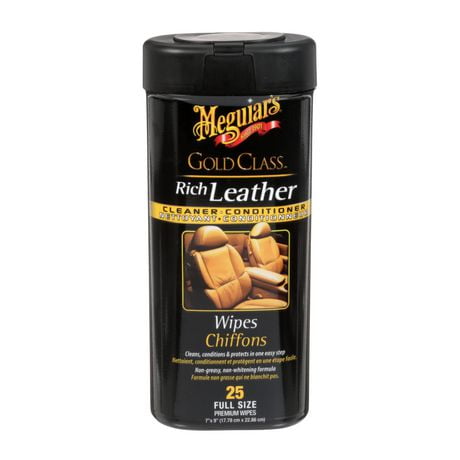 Meguiar's® Gold Class™ Rich Leather Cleaner & Conditioner Wipes G10900C, 7 in x 9 in, 25/pack