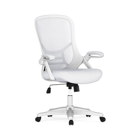 Chaise de bureau ergonomique pivotante en maille blanche à dossier