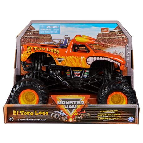 Monster Jam, Monster truck El Toro Loco officiel, véhicule en métal moulé à collectionner, échelle 1:24, jouets pour garçons à partir de 3 ans