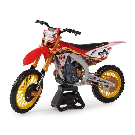 Supercross, Moto authentique de Ken Roczen en métal moulé à l'échelle 1:10 avec figurine motocycliste, pour les enfants et les collectionneurs à partir de 5 ans