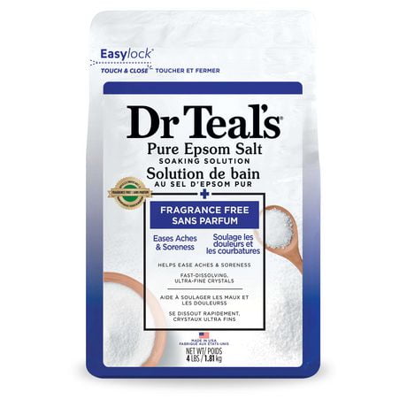 Dr Teal's Pure Epsom Salt Soak, Fragrance Free (Packaging May Vary), 1.81 kg / 4lb