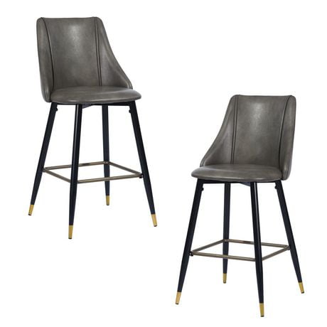 Homycasa Set of 2 Barstool 25.8" Bar Stools with Upholstered Backrest Seat Metal Legs