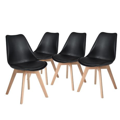 Homycasa lot de 4 chaises d'appoint de salle à manger avec coussin en bois massif