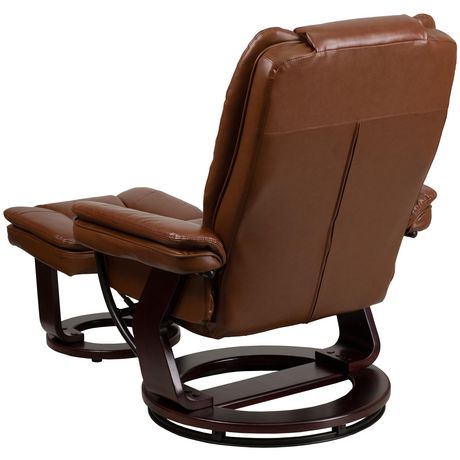 Contemporary Brown Leather Recliner With Horizontal Stitching And   6000201510663 