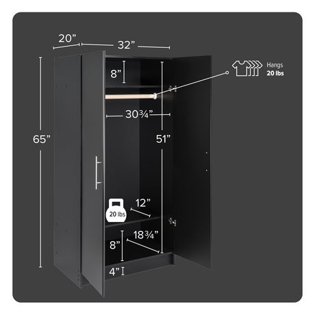 Prepac Elite 32 Wardrobe Cabinet Black Walmart Canada