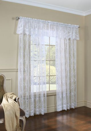 Habitat Mona Lisa Sheer Jacquard Scalloped Lace Curtain Panel | Walmart ...