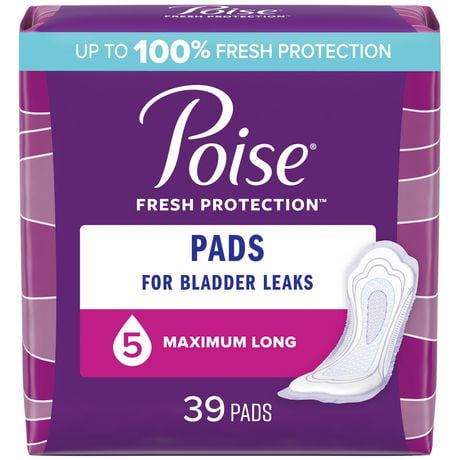 Poise Incontinence Pads for Women, 5 Drop, Maximum Absorbency, 39 - 48 Pads