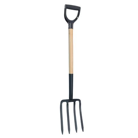 Expert Gardener Hardwood D-Handle 4-Tine Spading Fork, Spread loose garden materials