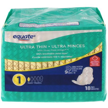 Equate Moderate Absorbency Ultra Thin Pads, 18 count pack