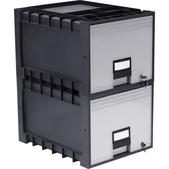 Storex Plastic Archive Storage Box with Lock, Letter Size, 18-Inch Drawer, Black
