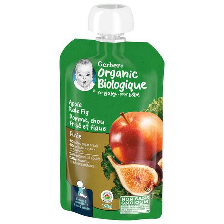 Puree Gerber Biologique Pomme Chou Frise Figue Aliment Bebe 128 Ml Walmart Canada