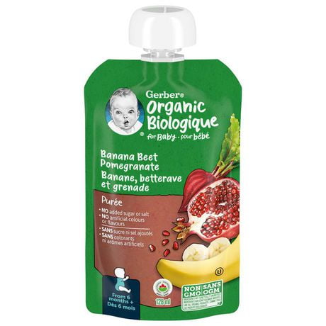 Puree Gerber Biologique Banane Betterave Et Grenade Alim Bebe 128 Ml Walmart Canada