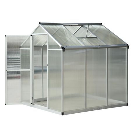 Outsunny 6'x6.25'x6.4' Walk-in Garden Greenhouse Polycarbonate Panels Plants Flower Growth Shed Cold Frame Outdoor Portable Warm House Aluminum Frame