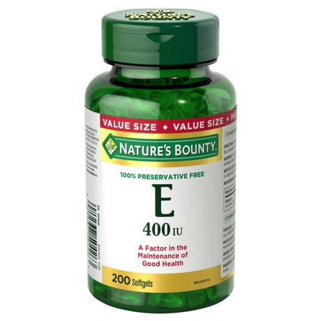 Nature's Bounty Vitamin E 400 IU Value Size, 200 Softgels