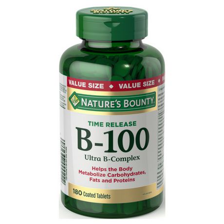 Nature's Bounty B-100 Ultra B-Complex Value Size, 180 Coated Tablets