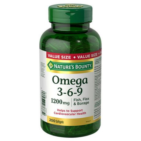 Nature's Bounty Omega 3-6-9 1200 mg Value Size, 200 Softgels
