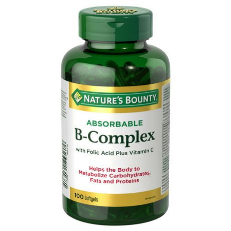 Nature's Bounty Absorbable Complexe-B avec acide folique plus vitamine c 100 Gélules