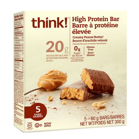 ThinkThin High Protein bar 20g Protein Creamy Peanut Butter 5ct ...