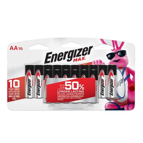 Piles alcalines AA Energizer MAX, emballage de 16 Paquet de 16 piles